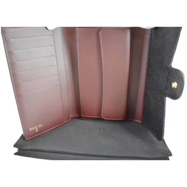 Chanel Large Flap Quilted Caviar Leather Wallet Inner View 