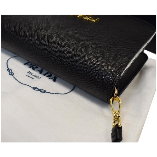 PRADA Saffiano Leather Mini Shoulder Bag Black