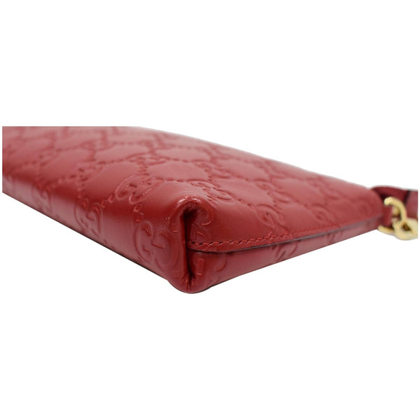 GUCCI Guccissima Leather Chain Wallet Clutch Bag Red 428449