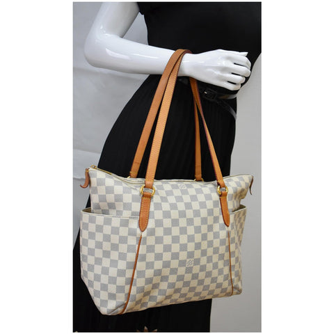 LOUIS VUITTON Totally MM Damier Azur Shoulder Bag White