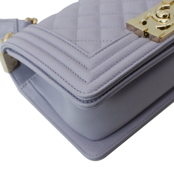 CHANEL CC Boy Small Caviar Leather Shoulder Bag Lavender