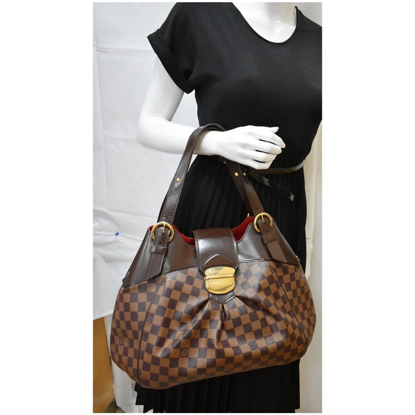 LOUIS VUITTON Sistina GM Damier Ebene Shoulder Bag Brown