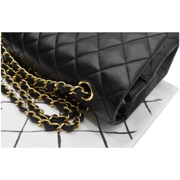 CHANEL Classic Double Flap Medium Leather Shoulder Bag Black