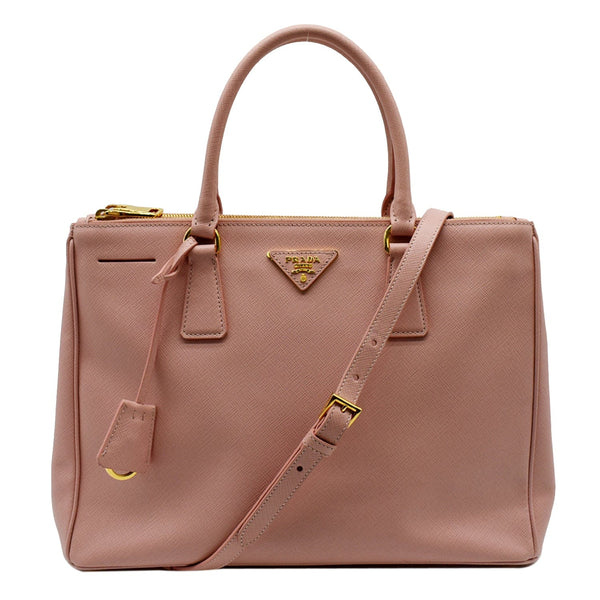 PRADA Galleria Large Double Zip Saffiano Leather Tote Bag Petal Pink - Hot Deals
