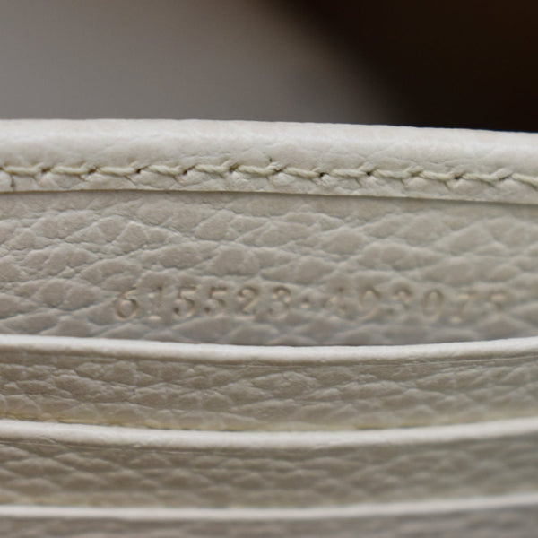 GUCCI GG Interlocking Pebbled Leather Crossbody Bag White 615523