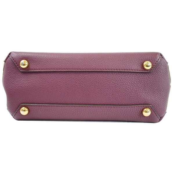 BURBERRY Small Banner Leather House Check Tote Shoulder Bag Burgundy