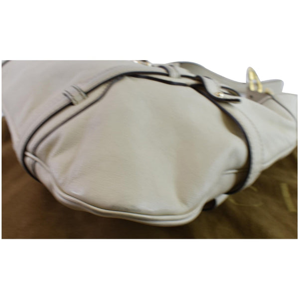 GUCCI 85th Anniversary Horsebit Leather Hobo Bag White 163804