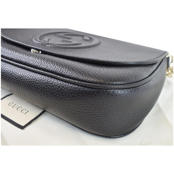 GUCCI Soho Chain Flap Leather Shoulder Bag Black 536224
