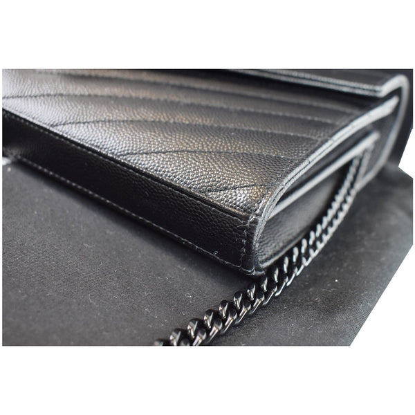 YVES SAINT LAURENT Monogram Grain De Poudre Chain Wallet Black