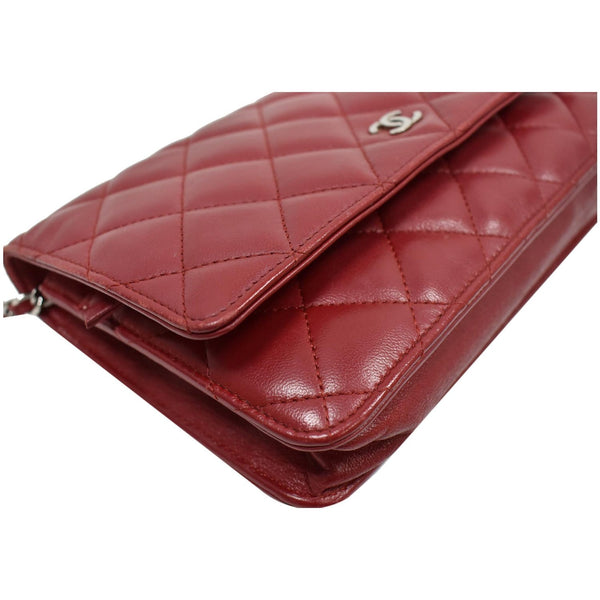 CHANEL CC WOC Leather Wallet On Chain Shoulder Bag Red
