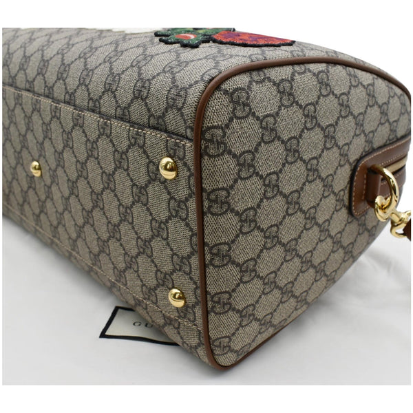 GUCCI Blind for Love Embroidered GG Supreme Canvas Boston Bag Maple Brown 409527