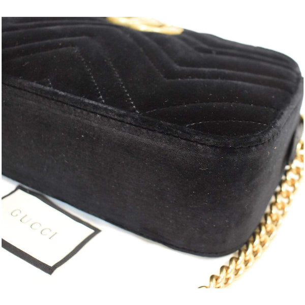 Gucci GG Marmont Small Velvet Shoulder Bag Black - sleek lines design | DDH