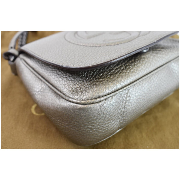 GUCCI GG Soho Tassel Pebbled Leather Shoulder Bag Silver 323190