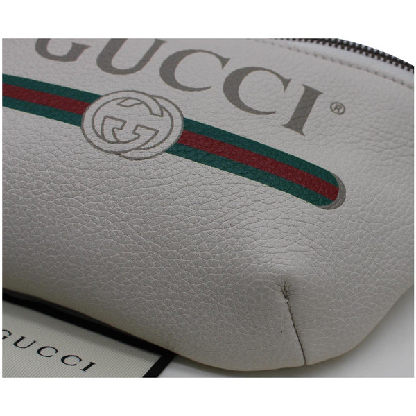 GUCCI Print Small Leather Belt Waist Bum Bag White 527792