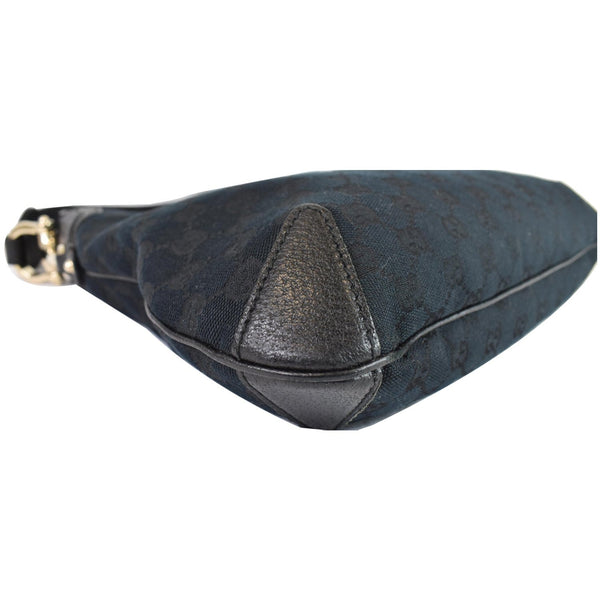 GUCCI Creole Monogram Leather Hobo Bag Black 145826