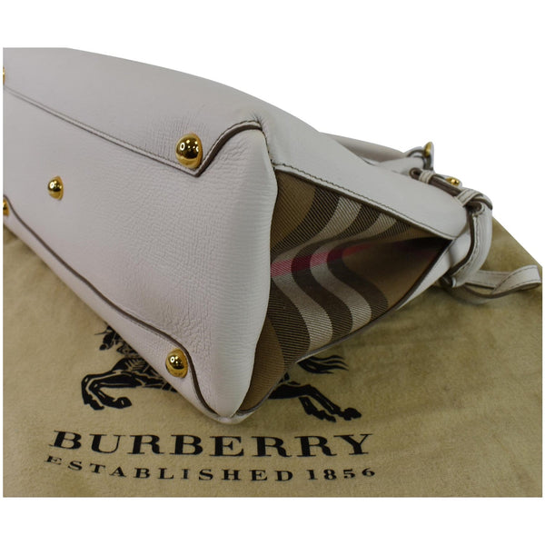 BURBERRY Banner Medium House Check Tote Bag White