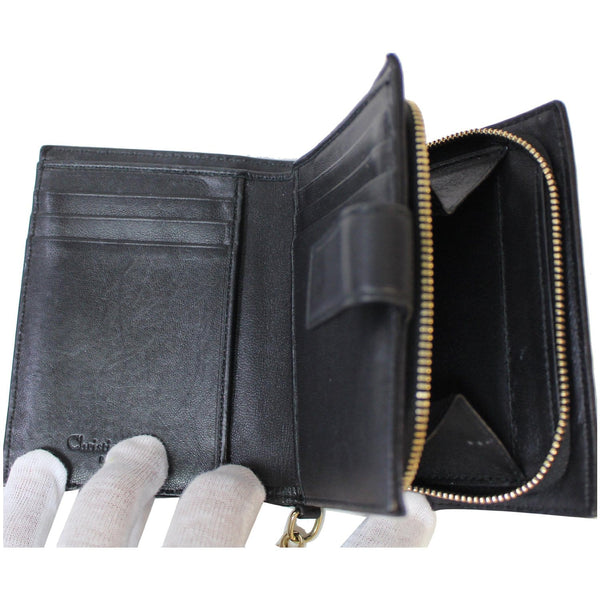 Christian Dior Mini Lady Dior Cannage Compact Wallet - opened view