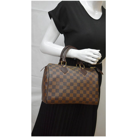LOUIS VUITTON Speedy 25 Damier Ebene Satchel Bag Brown