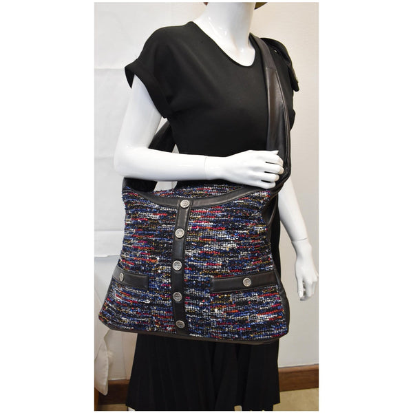 CHANEL Tweed Girl Large Lambskin Shoulder Bag Multicolor