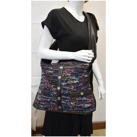 CHANEL Tweed Girl Large Lambskin Shoulder Bag Multicolor