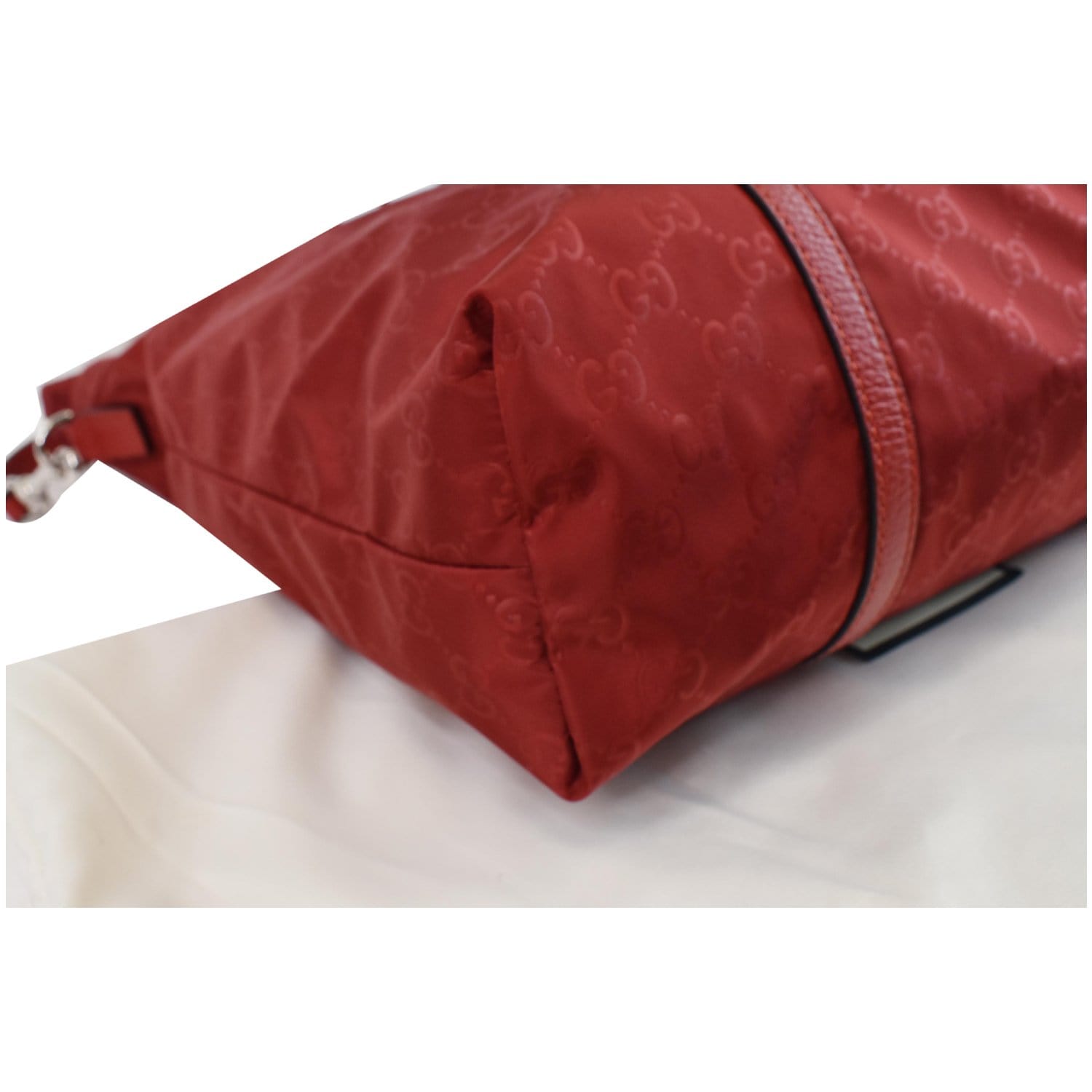 GUCCI GG Medium Monogram Nylon Tote Shoulder Bag Red 510333