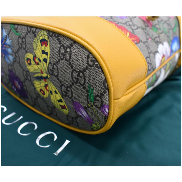 Gucci Ophidia Flora Small GG Canvas Bucket Bag Yellow