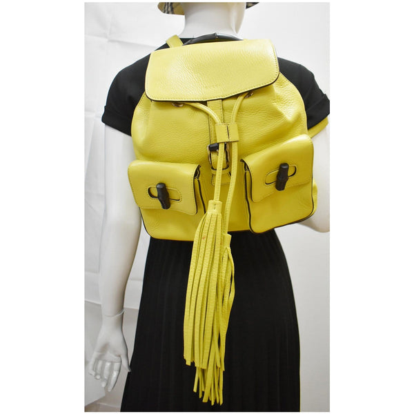 Gucci Bamboo Pebbled Leather Backpack Shoulder bag