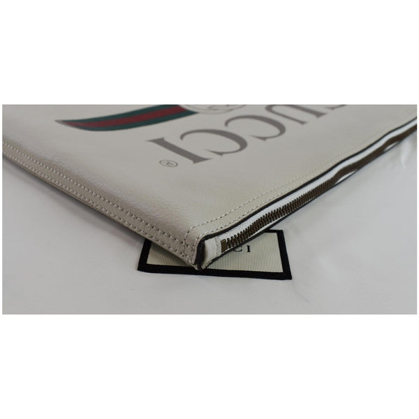 Gucci Pebbled Leather Medium Logo Zip Clutch