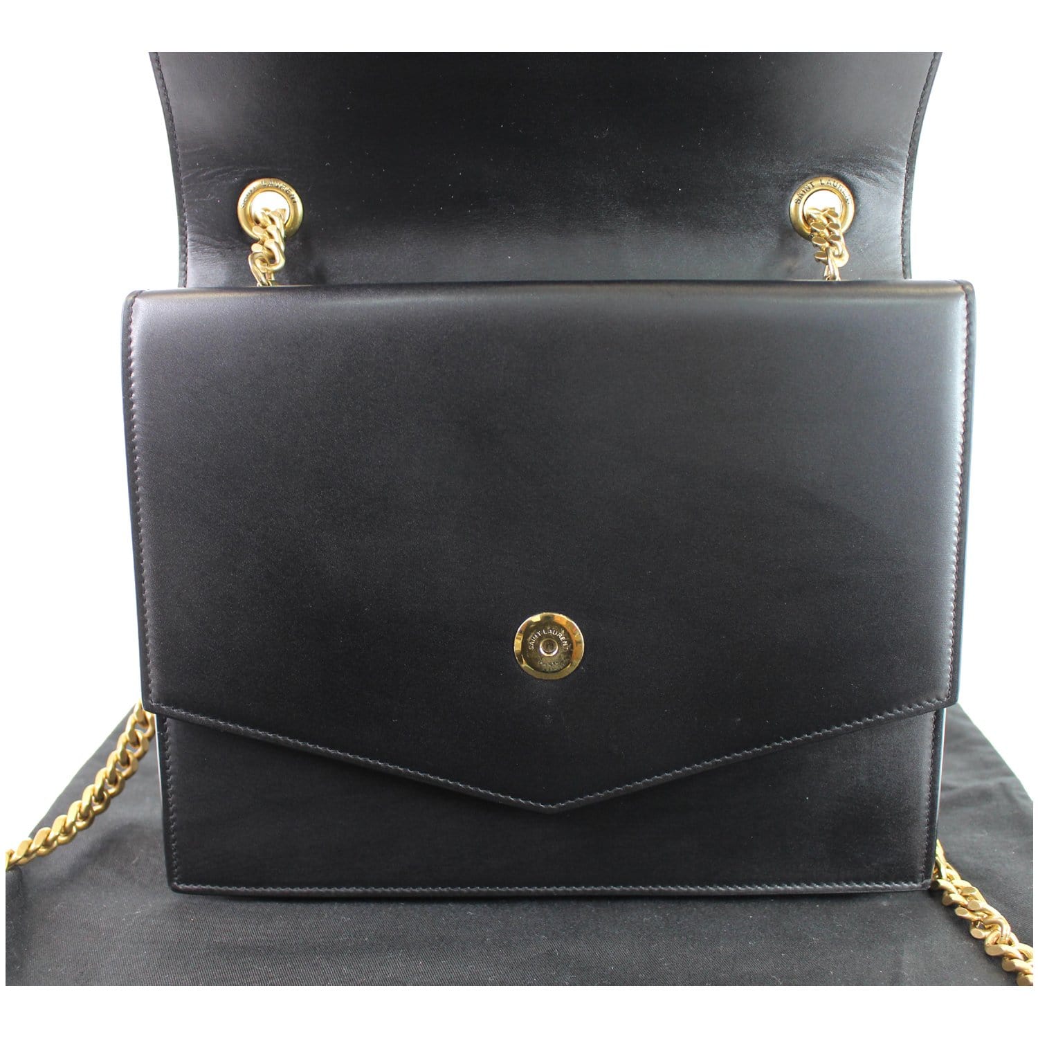 YVES SAINT LAURENT Montaigne Double Flap Leather Shoulder Bag Black