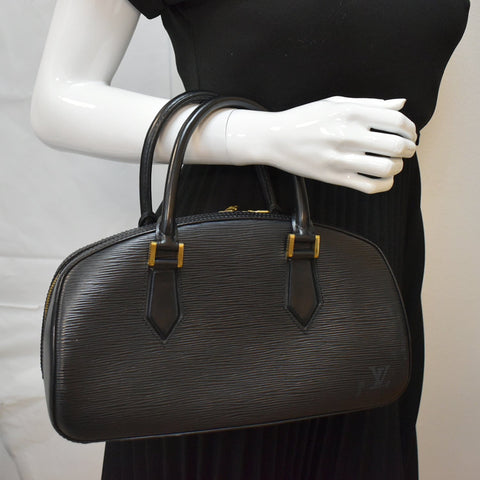 LOUIS VUITTON Jasmine Epi Leather Satchel Bag Black