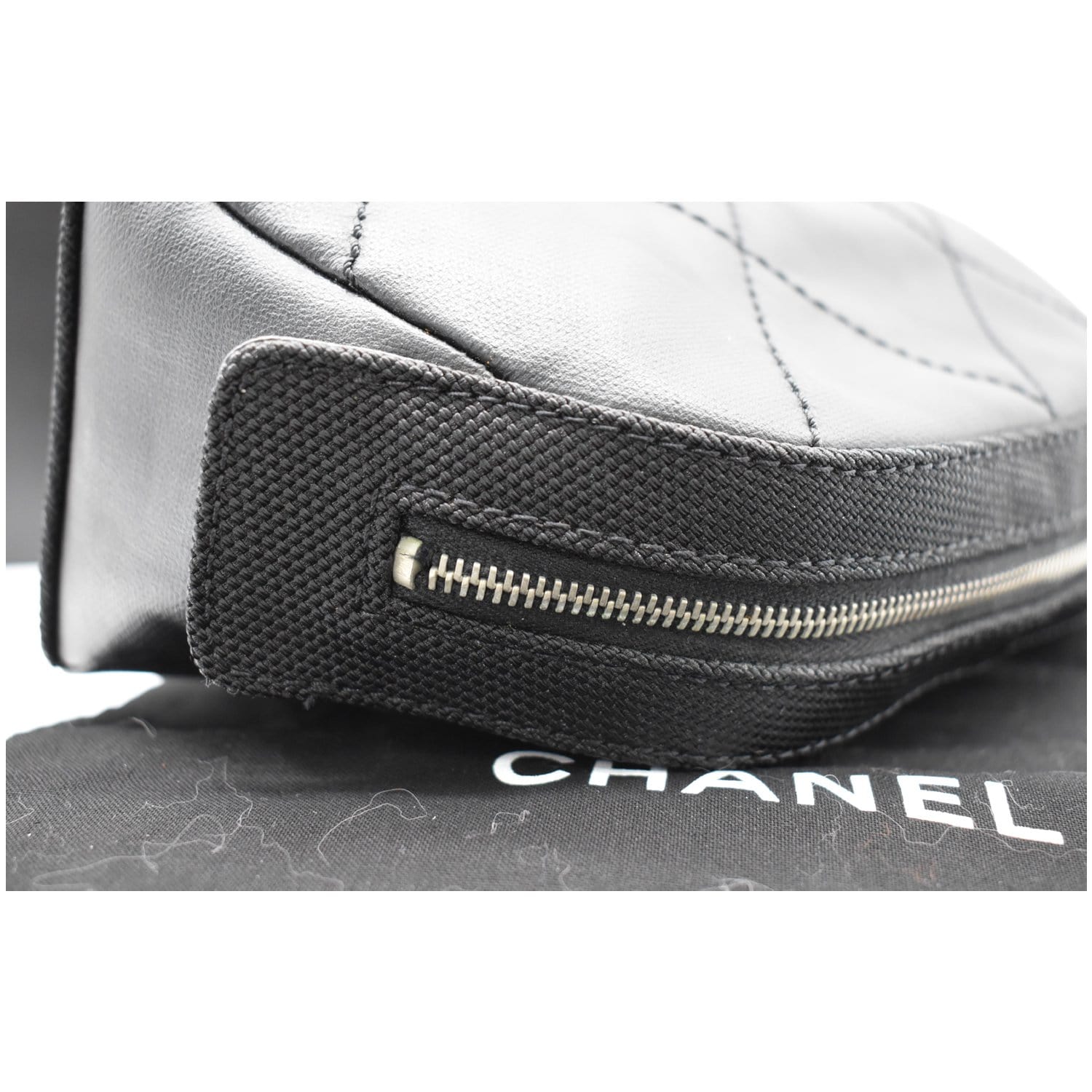 Chanel Biarritz Quilted Canvas Cosmetic Pouch Black
