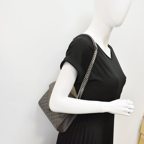 YVES SAINT LAURENT Envelope Chain Medium Mix Matelassé Leather Crossbody Bag Grey