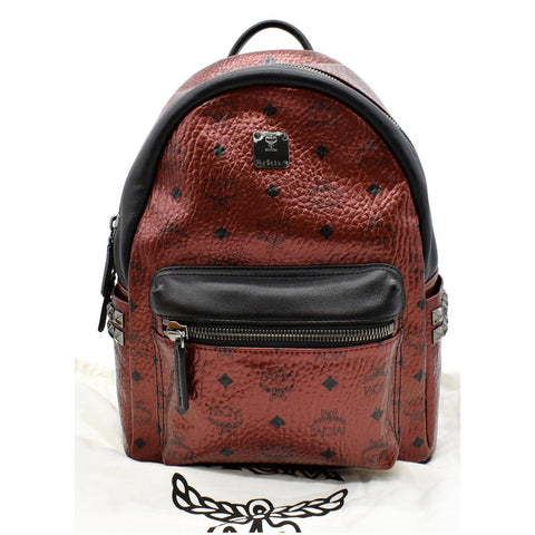 MCM Stark Small Visetos Backpack Bag Metallic Red