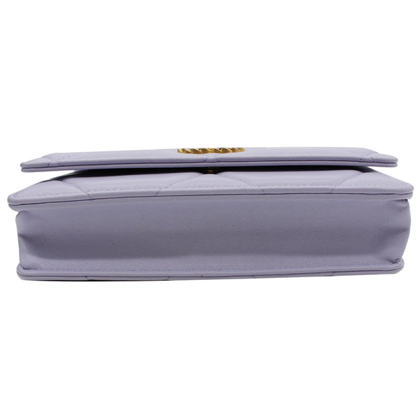 CHANEL 19 CC WOC Leather Wallet On Chain Crossbody Bag Light Lavender