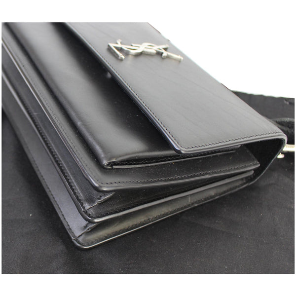 YVES SAINT LAURENT Monogram Sunset Medium Braided Shoulder Bag Black