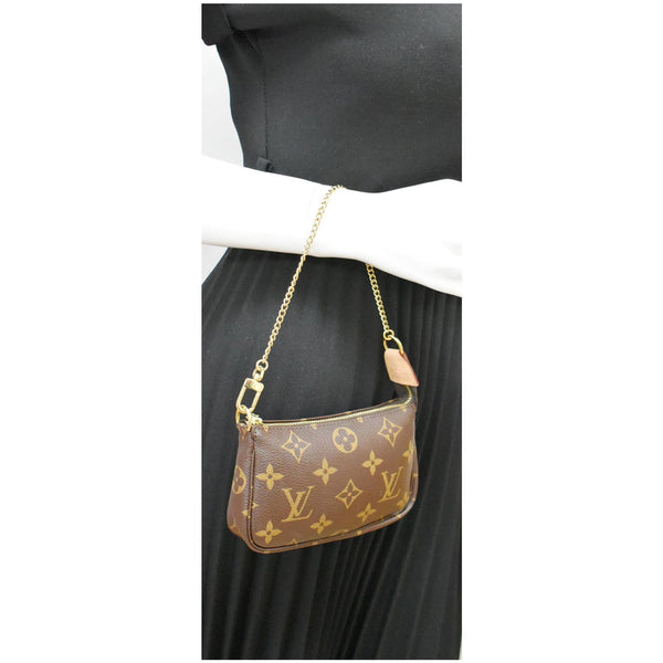 LOUIS VUITTON  Mini Pochette Monogram Canvas Accessoires Pouch Brown