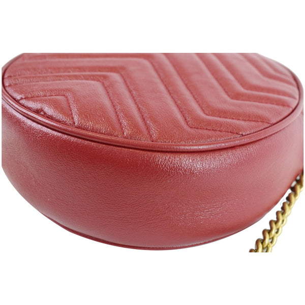 GUCCI GG Marmont Mini Round Leather Crossbody Bag Red 550154