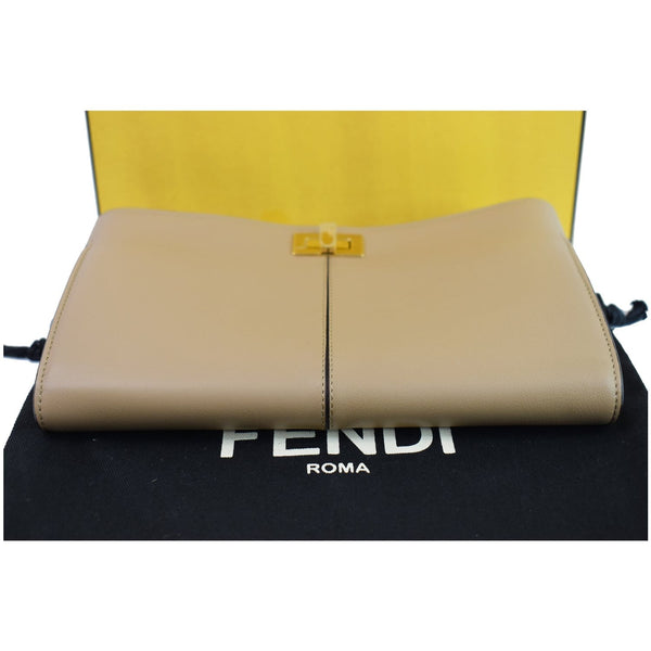 FENDI Peekaboo Iconic Twist Lock Leather Wallet Brown