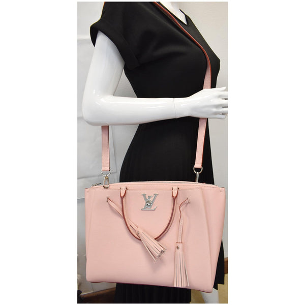 LOUIS VUITTON Lockmeto Calfskin Leather Tote Bag Rose Pink