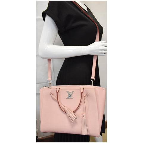 LOUIS VUITTON Lockmeto Calfskin Leather Tote Bag Rose Pink