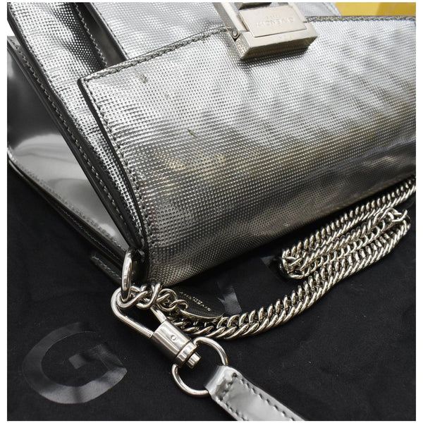 Givenchy Small Gv3 Calfskin Leather Crossbody Bag Metallic Silver