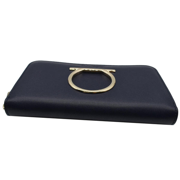SALVATORE FERRAGAMO Gancini Long Zip Around Wallet Blue