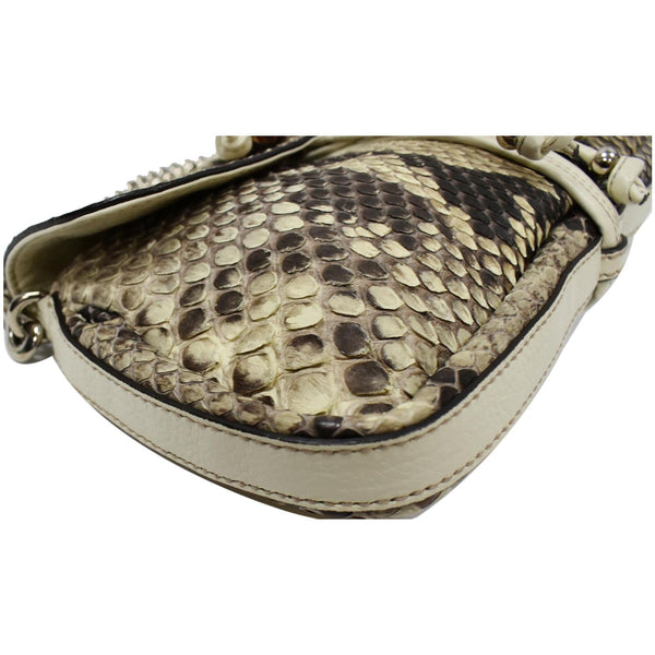GUCCI Croisette Bamboo Evening Python Leather Shoulder Bag Off White 235320