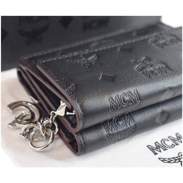 MCM Mini Klara Silver Hardware Tri-Fold Charm Wallet