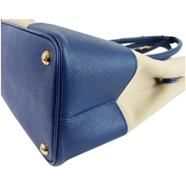 PRADA Galliera Two Tone Leather Tote Bag Blue/Tan