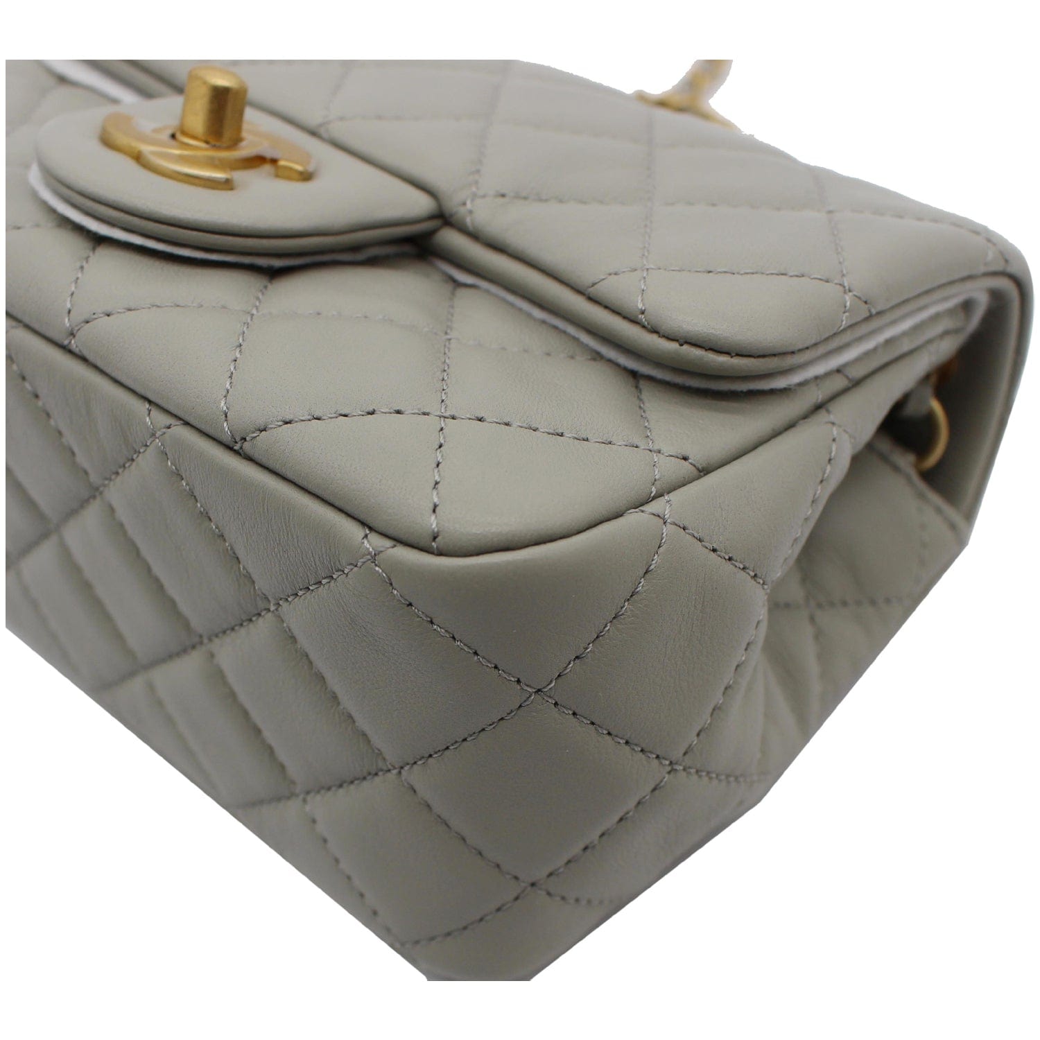 Chanel 22B Pearl Crush Mini Rectangular Flap Bag Lambskin Dark Beige G
