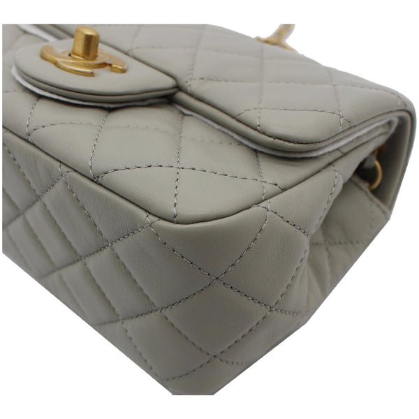 CHANEL CC Pearl Crush Mini Flap Quilted Lambskin Leather Shoulder Bag Light Grey