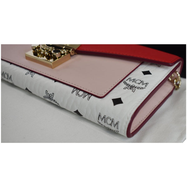 MCM Patricia Block Visetos Leather Crossbody Wallet Red