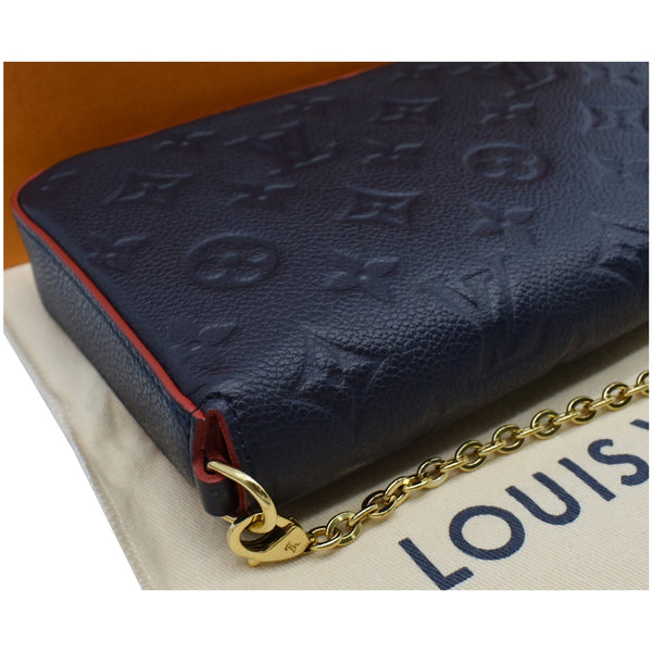 LOUIS VUITTON Felicie Pochette Monogram Empreinte Chain Wallet Navy Blue