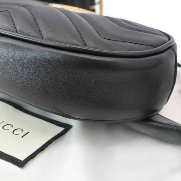 GUCCI GG Marmont Matelasse Leather Belt Bag Black 476434